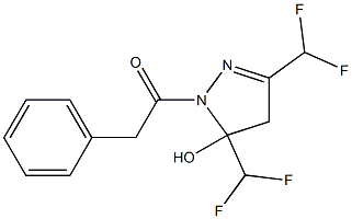 3,5-bis(difluoromethyl)-1-(phenylacetyl)-4,5-dihydro-1H-pyrazol-5-ol Struktur