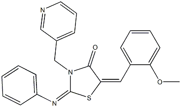 5-(2-methoxybenzylidene)-2-(phenylimino)-3-(3-pyridinylmethyl)-1,3-thiazolidin-4-one Struktur