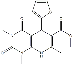 methyl 1,3,7-trimethyl-2,4-dioxo-5-(2-thienyl)-1,2,3,4,5,8-hexahydropyrido[2,3-d]pyrimidine-6-carboxylate Struktur