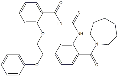 N-[2-(1-azepanylcarbonyl)phenyl]-N'-[2-(2-phenoxyethoxy)benzoyl]thiourea Struktur