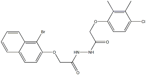 N'-{2-[(1-bromo-2-naphthyl)oxy]acetyl}-2-(4-chloro-2,3-dimethylphenoxy)acetohydrazide Struktur