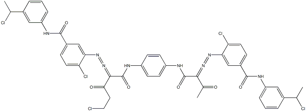 3,3'-[2-(Chloromethyl)-1,4-phenylenebis[iminocarbonyl(acetylmethylene)azo]]bis[N-[3-(1-chloroethyl)phenyl]-4-chlorobenzamide] Struktur