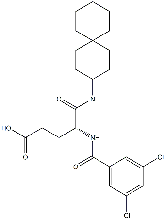 (R)-4-(3,5-Dichlorobenzoylamino)-5-oxo-5-(spiro[5.5]undecan-3-ylamino)valeric acid Struktur