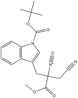 3-(1-tert-Butyloxycarbonyl-1H-indol-3-yl)-2-cyanomethyl-2-isocyanopropionic acid methyl ester Structure