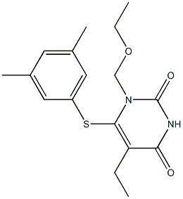 1-(Ethoxymethyl)-5-ethyl-6-[(3,5-dimethylphenyl)thio]pyrimidine-2,4(1H,3H)-dione Struktur