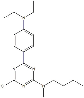 2-(4-Diethylaminophenyl)-4-(butylmethylamino)-6-chloro-1,3,5-triazine Struktur