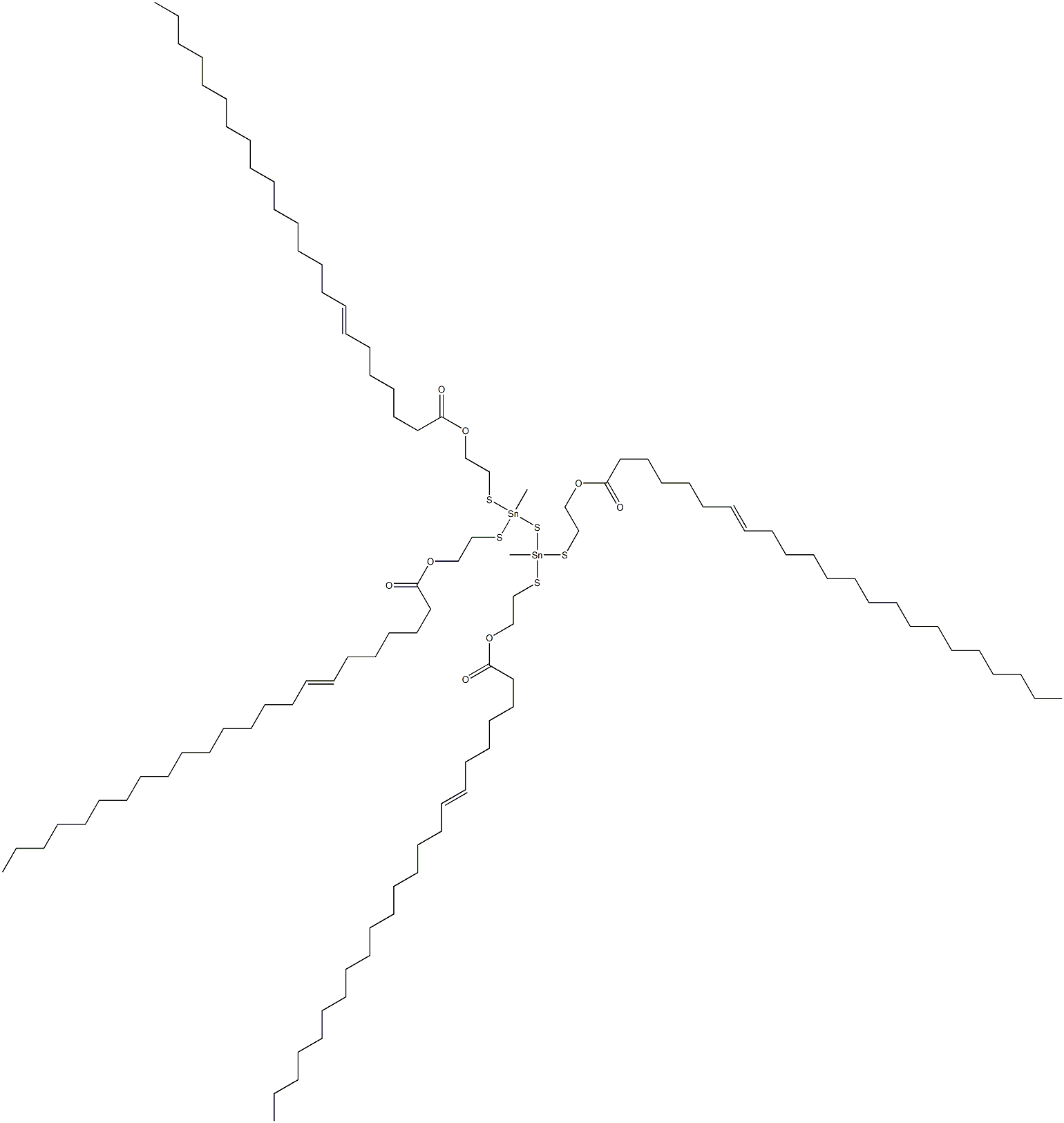 Bis[methylbis[[2-(6-docosenylcarbonyloxy)ethyl]thio]stannyl] sulfide Struktur
