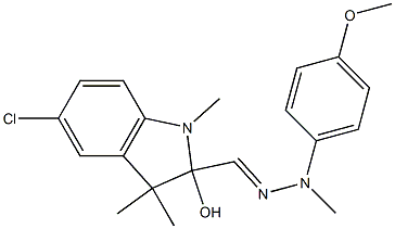 5-Chloro-1,3,3-trimethyl-2-[2-(4-methoxyphenyl)-2-methylhydrazonomethyl]indolin-2-ol Struktur