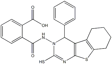 3,4,5,6,7,8-Hexahydro-3-(2-carboxybenzoylamino)-4-phenyl[1]benzothieno[2,3-d]pyrimidine-2-thiol Struktur