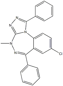 4-Methyl-8-chloro-1,6-diphenyl-4H-[1,2,4]triazolo[4,3-a][1,3,4]benzotriazepine Struktur