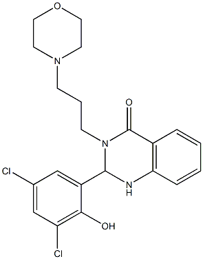 2-(3,5-dichloro-2-hydroxyphenyl)-3-(3-morpholinopropyl)-1,2,3,4-tetrahydroquinazolin-4-one Struktur