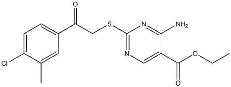 ethyl 4-amino-2-{[2-(4-chloro-3-methylphenyl)-2-oxoethyl]thio}pyrimidine-5-carboxylate Struktur