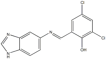 2-[(1H-benzo[d]imidazol-5-ylimino)methyl]-4,6-dichlorophenol Struktur