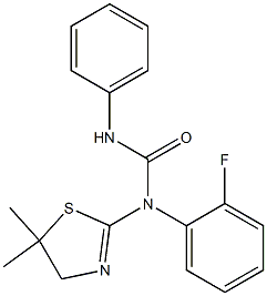 N-(5,5-dimethyl-4,5-dihydro-1,3-thiazol-2-yl)-N-(2-fluorophenyl)-N'-phenylurea Struktur