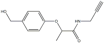 2-[4-(hydroxymethyl)phenoxy]-N-(prop-2-yn-1-yl)propanamide Struktur