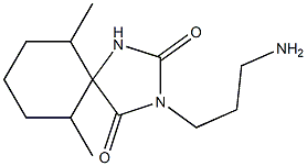 3-(3-aminopropyl)-6,10-dimethyl-1,3-diazaspiro[4.5]decane-2,4-dione Struktur