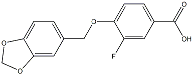 4-(2H-1,3-benzodioxol-5-ylmethoxy)-3-fluorobenzoic acid Struktur