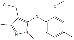 4-(chloromethyl)-5-(2-methoxy-4-methylphenoxy)-1,3-dimethyl-1H-pyrazole Struktur