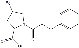 4-hydroxy-1-(3-phenylpropanoyl)pyrrolidine-2-carboxylic acid Struktur