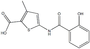5-[(2-hydroxybenzoyl)amino]-3-methylthiophene-2-carboxylic acid Struktur