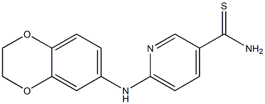 6-(2,3-dihydro-1,4-benzodioxin-6-ylamino)pyridine-3-carbothioamide Struktur