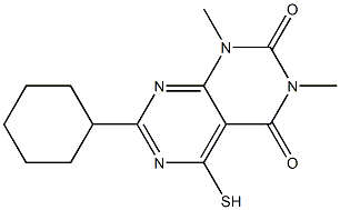 7-cyclohexyl-5-mercapto-1,3-dimethylpyrimido[4,5-d]pyrimidine-2,4(1H,3H)-dione Struktur