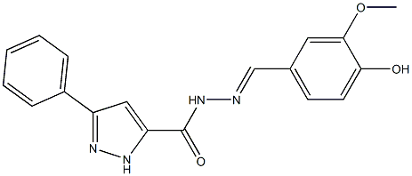 N'-(4-hydroxy-3-methoxybenzylidene)-3-phenyl-1H-pyrazole-5-carbohydrazide Structure