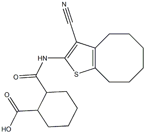 2-{[(3-cyano-4,5,6,7,8,9-hexahydrocycloocta[b]thiophen-2-yl)amino]carbonyl}cyclohexanecarboxylic acid Structure