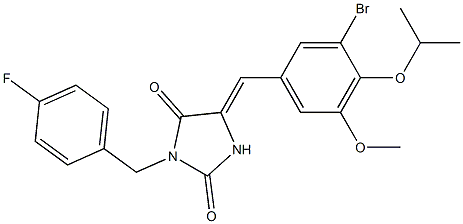 5-(3-bromo-4-isopropoxy-5-methoxybenzylidene)-3-(4-fluorobenzyl)-2,4-imidazolidinedione Struktur