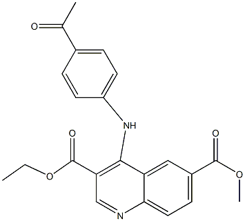 3-ethyl 6-methyl 4-(4-acetylanilino)-3,6-quinolinedicarboxylate Struktur