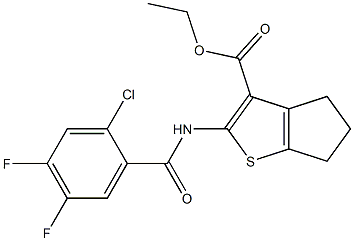 ethyl 2-[(2-chloro-4,5-difluorobenzoyl)amino]-5,6-dihydro-4H-cyclopenta[b]thiophene-3-carboxylate Struktur