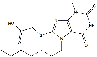 [(7-heptyl-3-methyl-2,6-dioxo-2,3,6,7-tetrahydro-1H-purin-8-yl)sulfanyl]acetic acid Struktur