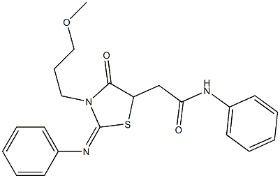 2-[3-(3-methoxypropyl)-4-oxo-2-(phenylimino)-1,3-thiazolidin-5-yl]-N-phenylacetamide Struktur