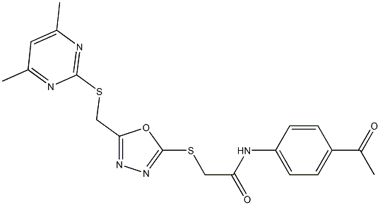 N-(4-acetylphenyl)-2-[(5-{[(4,6-dimethylpyrimidin-2-yl)sulfanyl]methyl}-1,3,4-oxadiazol-2-yl)sulfanyl]acetamide Struktur