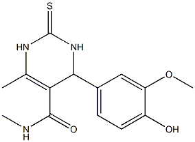 4-(4-hydroxy-3-methoxyphenyl)-N,6-dimethyl-2-thioxo-1,2,3,4-tetrahydro-5-pyrimidinecarboxamide Struktur