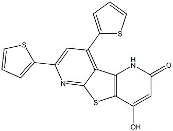 4-hydroxy-7,9-di(2-thienyl)pyrido[2',3':4,5]thieno[2,3-b]pyridin-2(1H)-one Struktur