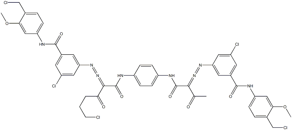 3,3'-[2-(2-Chloroethyl)-1,4-phenylenebis[iminocarbonyl(acetylmethylene)azo]]bis[N-[4-(chloromethyl)-3-methoxyphenyl]-5-chlorobenzamide] Struktur