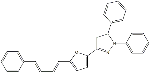 2-[(4,5-Dihydro-1,5-diphenyl-1H-pyrazol)-3-yl]-5-(4-phenyl-1,3-butanedienyl)furan Struktur