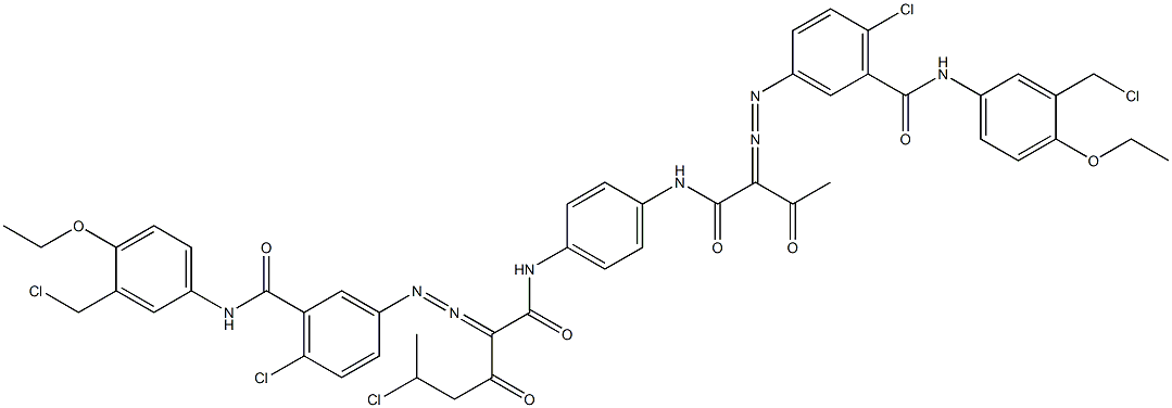 3,3'-[2-(1-Chloroethyl)-1,4-phenylenebis[iminocarbonyl(acetylmethylene)azo]]bis[N-[3-(chloromethyl)-4-ethoxyphenyl]-6-chlorobenzamide] Struktur