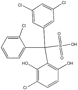 (2-Chlorophenyl)(3,5-dichlorophenyl)(3-chloro-2,6-dihydroxyphenyl)methanesulfonic acid Struktur