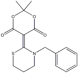 2,2-Dimethyl-5-[(tetrahydro-3-benzyl-2H-1,3-thiazin)-2-ylidene]-1,3-dioxane-4,6-dione Struktur