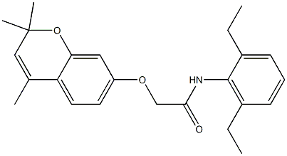 2-[[2,2-Dimethyl-4-methyl-2H-1-benzopyran-7-yl]oxy]-2',6'-diethylacetanilide Struktur