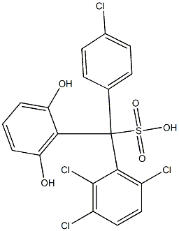 (4-Chlorophenyl)(2,3,6-trichlorophenyl)(2,6-dihydroxyphenyl)methanesulfonic acid Struktur