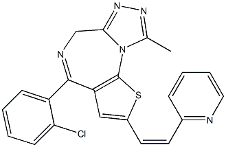 4-(2-Chlorophenyl)-2-[(Z)-2-(2-pyridinyl)ethenyl]-9-methyl-6H-thieno[3,2-f][1,2,4]triazolo[4,3-a][1,4]diazepine Struktur