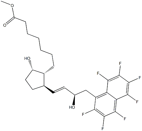(9S,13E,15R)-9,15-Dihydroxy-16-(heptafluoronaphthalen-1-yl)-17,18,19,20-tetranorprost-13-en-1-oic acid methyl ester Struktur