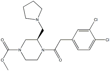 (3R)-4-[(3,4-Dichlorophenyl)acetyl]-3-(pyrrolidin-1-ylmethyl)piperazine-1-carboxylic acid methyl ester Struktur