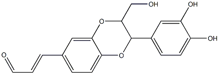 3-[2-(3,4-Dihydroxyphenyl)-2,3-dihydro-3-hydroxymethyl-1,4-benzodioxin-6-yl]propenal Struktur