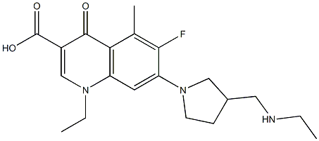 1-Ethyl-6-fluoro-5-methyl-1,4-dihydro-4-oxo-7-[3-(ethylaminomethyl)-1-pyrrolidinyl]quinoline-3-carboxylic acid Struktur