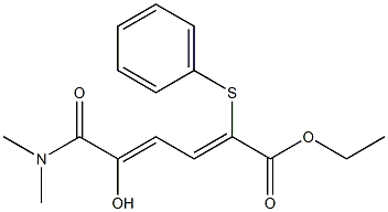 6-Dimethylamino-5-hydroxy-6-oxo-2-phenylthio-2,4-hexadienoic acid ethyl ester Struktur