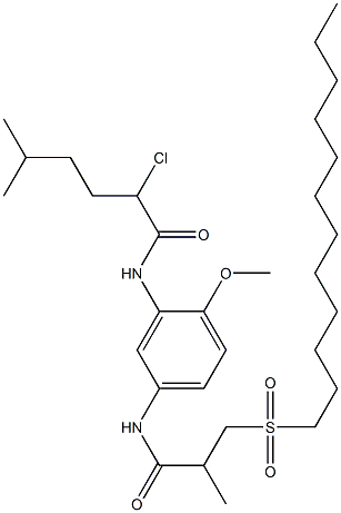N-[5-[[3-(Dodecylsulfonyl)-2-methylpropionyl]amino]-2-methoxyphenyl]-5-methyl-2-chlorohexanamide Struktur